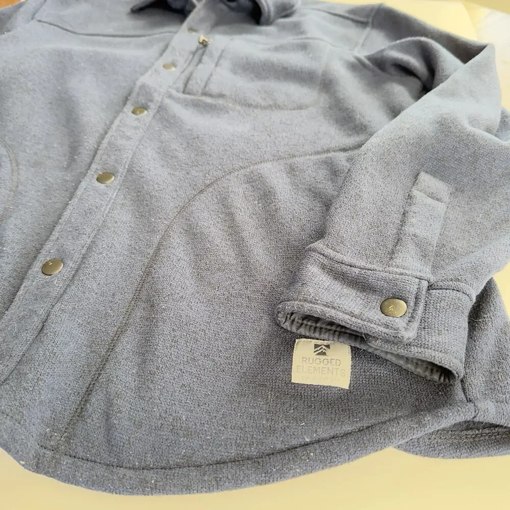 Rugged Elements Men's Sweater Fleece Over Shirt Dark Blue Large